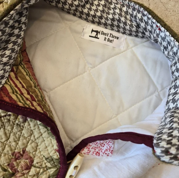 Upcycled Vtg Quilt & Army Wool Blanket Coat M-L Handmade Dont Throw It Out - Picture 7 of 7